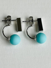 Load image into Gallery viewer, Rectangle and Ball Drop Earrings