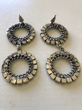 Load image into Gallery viewer, Double Circle Smoke & Blue Crystal Earrings