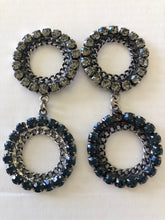 Load image into Gallery viewer, Double Circle Smoke & Blue Crystal Earrings