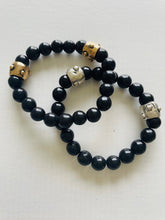 Load image into Gallery viewer, Black Bead & Dotted Tube Bracelet