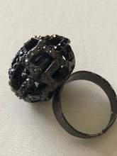 Load image into Gallery viewer, Crystal Encrusted Cage Gunmetal Ring
