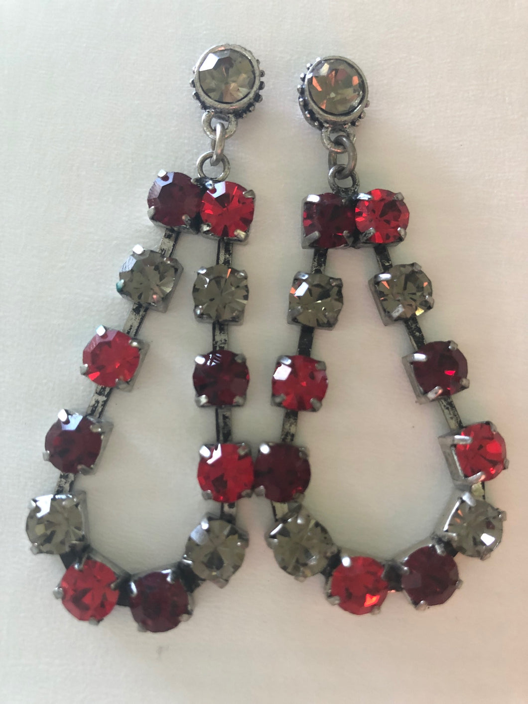 Light Siam and Black Diamond Crystal Earrings