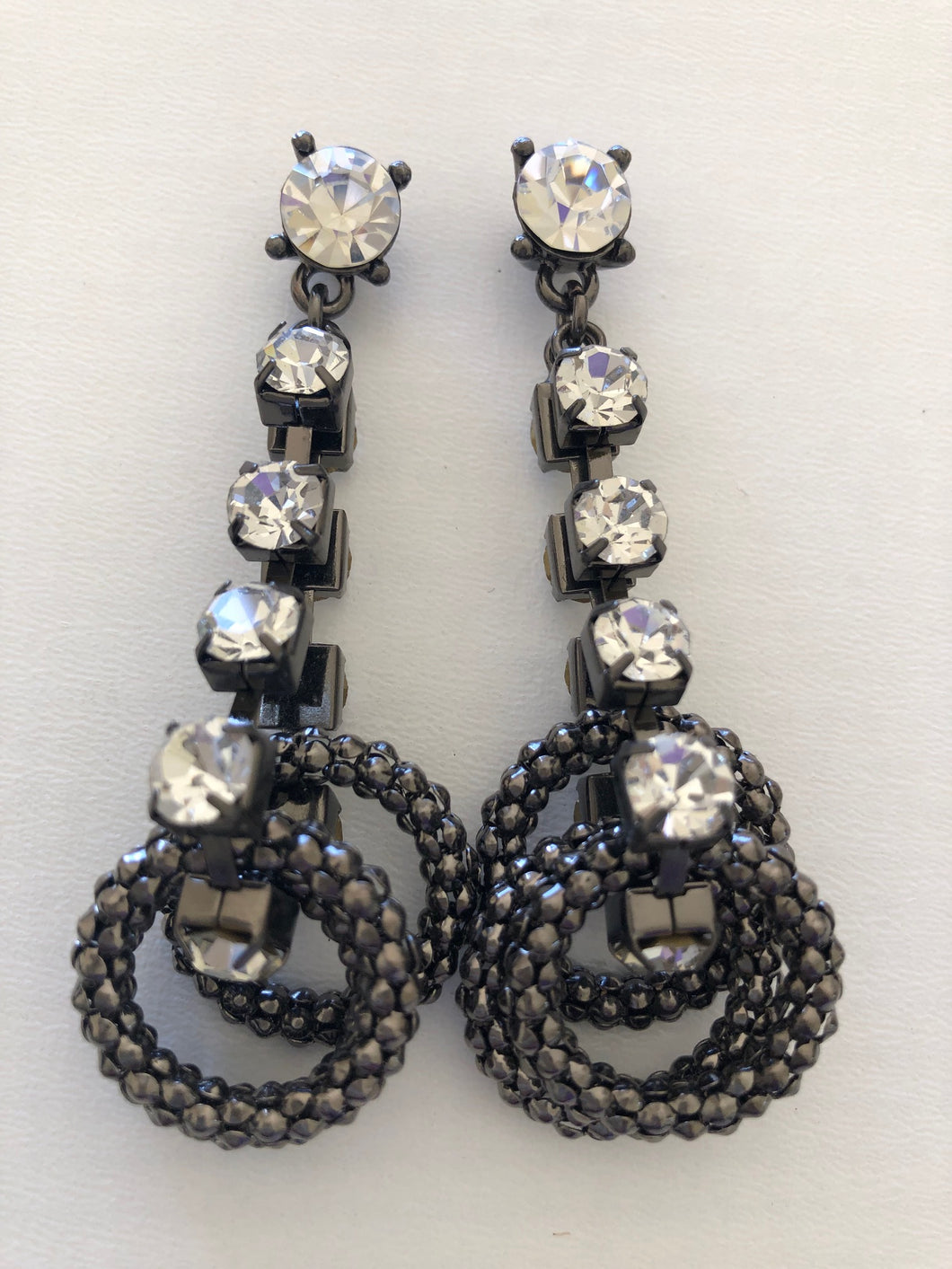 Crystal Drop & Triple Hoop Earrings