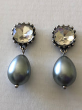 Load image into Gallery viewer, Crystal and Pearl Drop Earrings (2 colour options)
