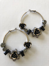 Load image into Gallery viewer, Crystal &amp; Rose Hoop Earrings
