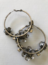 Load image into Gallery viewer, Crystal &amp; Rose Hoop Earrings
