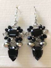 Load image into Gallery viewer, Jet &amp; Clear Crystal Pear Shape Earrings
