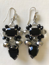 Load image into Gallery viewer, Jet &amp; Clear Crystal Pear Shape Earrings

