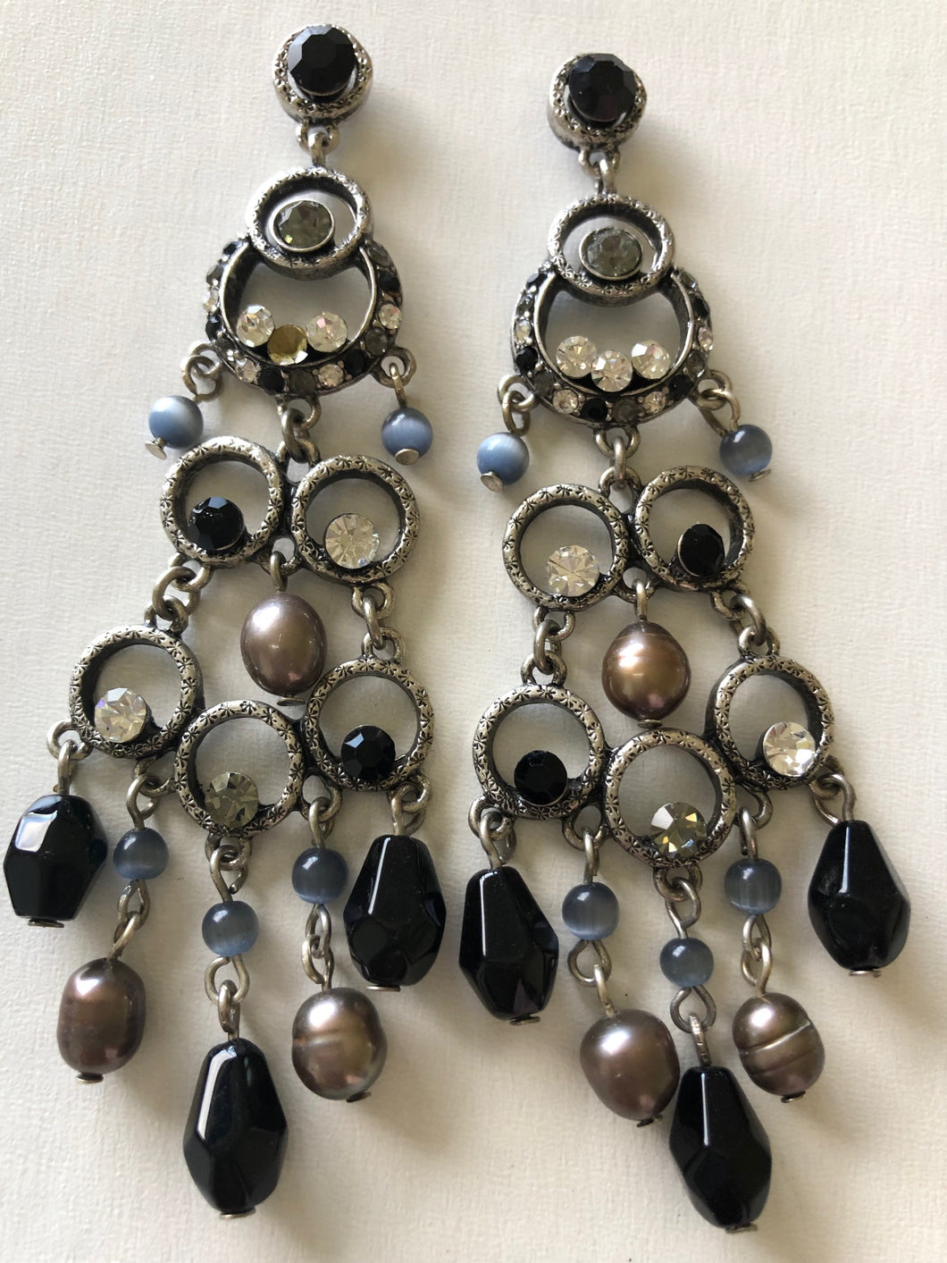 Pearl, Bead & Crystal Drop Earrings (2 colours)