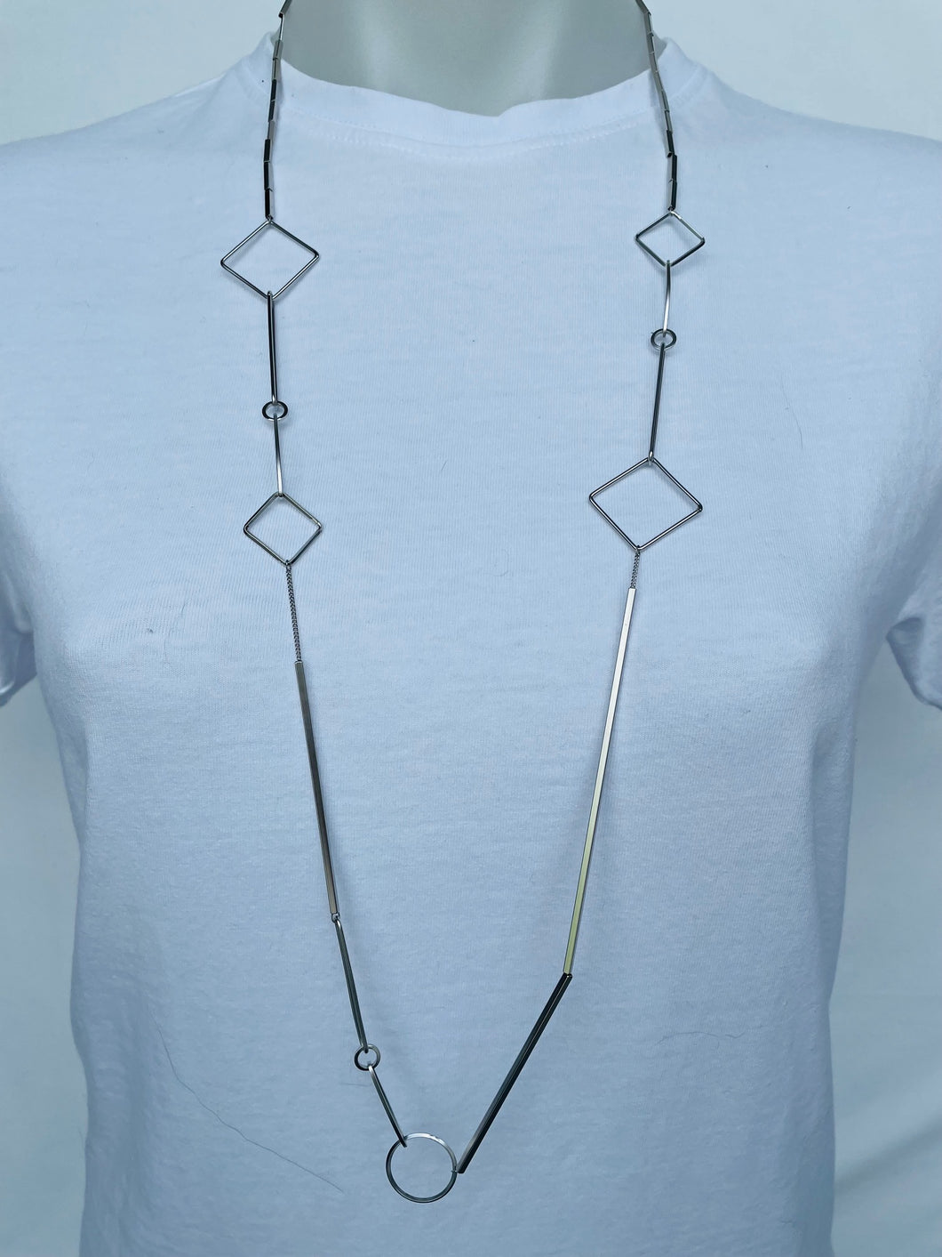Circle, Diamond and Oval Necklace (4 colour options available)