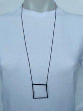 Load image into Gallery viewer, Square Pendant Necklace (Jet or Silver)
