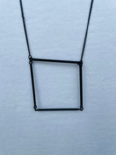 Load image into Gallery viewer, Square Pendant Necklace (Jet or Silver)
