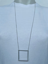 Load image into Gallery viewer, Square Pendant Necklace (Jet or Silver)
